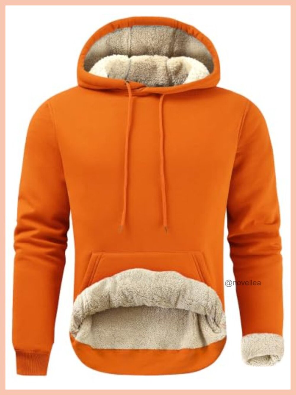 Men's Cotton Fleece Pullover Hoodie Sherpa Lined Warm Hooded Sweatshirt